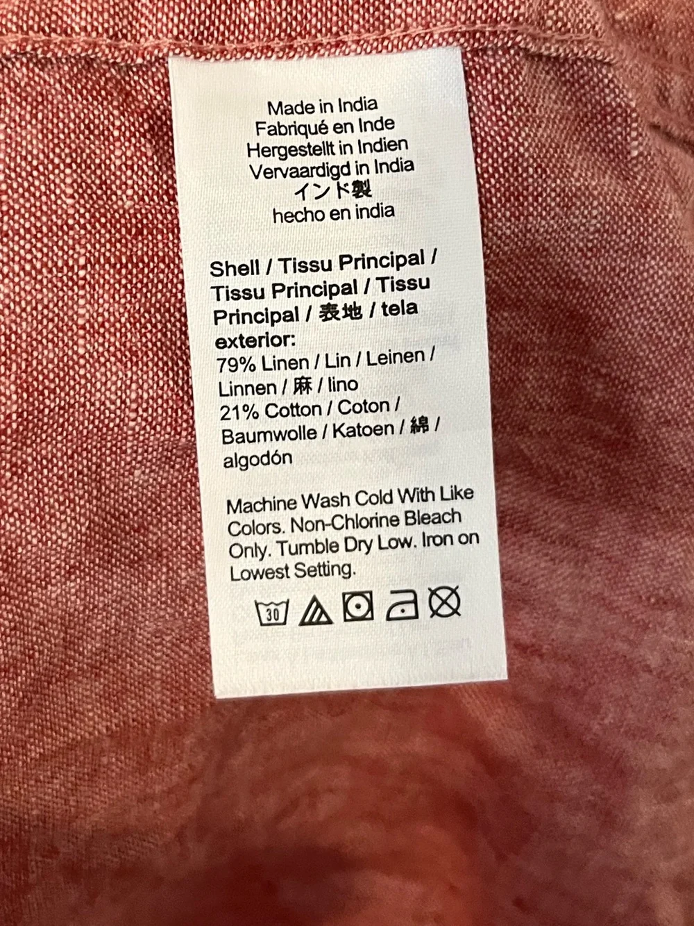 J. Crew Men’s Classic Linen Blend Shirt Slim Button Down Red Size Medium